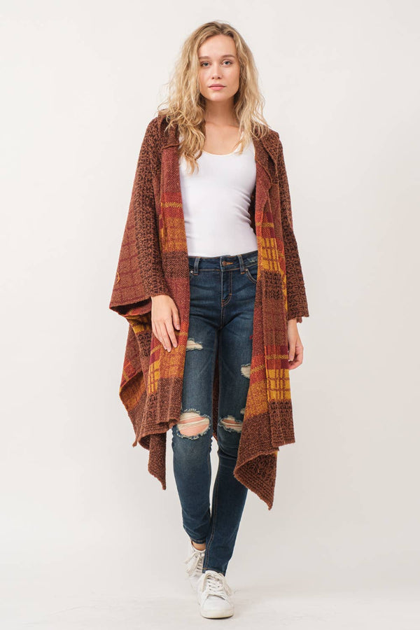 Raj - Hailey Hooded Ruana: Sienna Brown