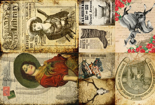 CowGirl Projet Blocks Decoupage Paper - Roycycled Treasures