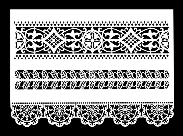 Posh Chalk Stencil Lace Border 25x35cm