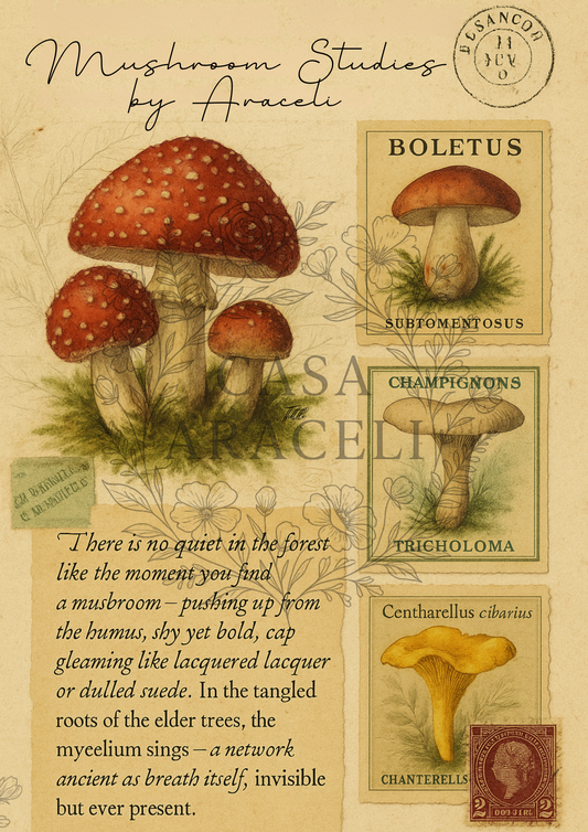 Mushroom Studies: A Vintage Decoupage Paper Collection by Casa Araceli (6 Sheets)