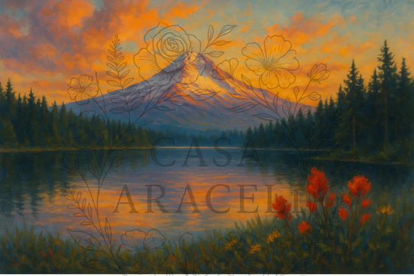 Morning Majesty – Mt. Hood at Trillium Lake 24x36 hRice Paper  | Casa Araceli