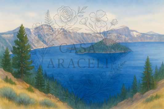 Crater Blue - Crater Lake Oregon  24x36 Rice Paper | Casa Araceli