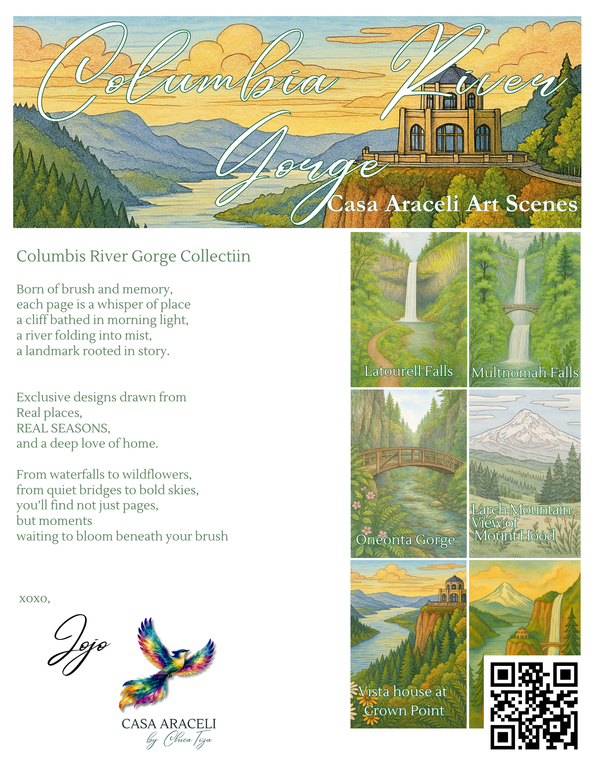 Columbia River Gorge Casa Araceli painting kit with six landmark art scenes
