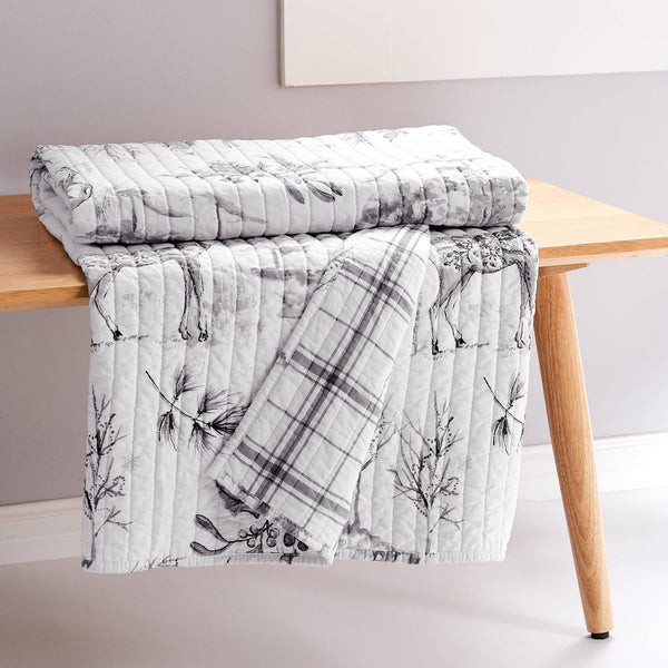 Levtex Home - Sleigh Bells Quilted Throw Blanket: Grey
