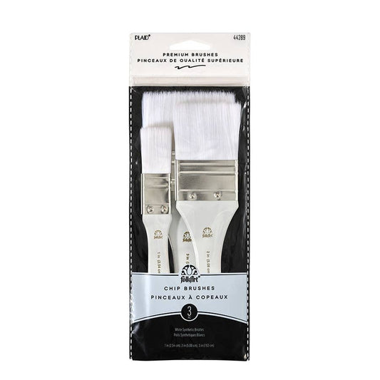 Plaid White Nylon Chip Brush Set 3 Piece - Folk Art