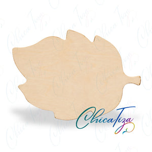 ChicaTiza unfinished autumn leaf wooden blank with ChicaTiza logo and watermark