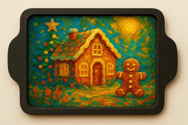 Gingerbread Cottage painted example on ChicaTiza cookie sheet wood blank