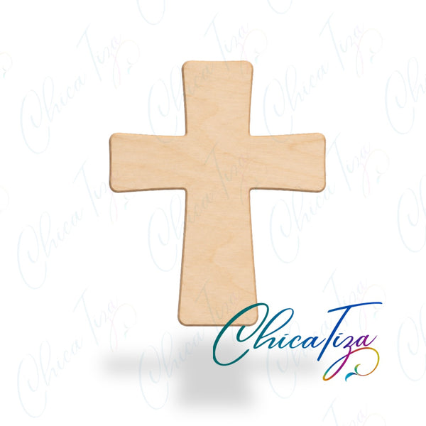 ChicaTiza unfinished cross wooden blank with ChicaTiza logo and watermark