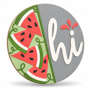 Watermelon Quarters Hi Craft Kit by ChicaTiza — round wooden design on a white background with a soft shadow