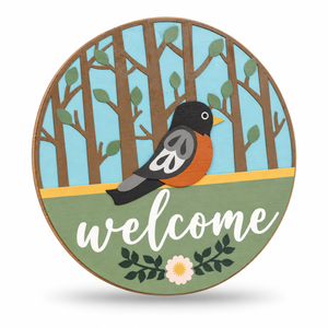 Robin Trees Welcome Craft Kit by ChicaTiza — round wooden design on a white background with a soft shadow