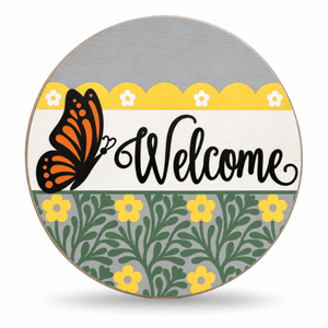 Welcome Butterfly Craft Kit by ChicaTiza — round wooden design on a white background with a soft shadow