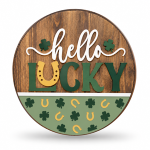 Lucky St. Patrick’s Craft Kit by ChicaTiza — round wooden design on a white background with a soft shadow