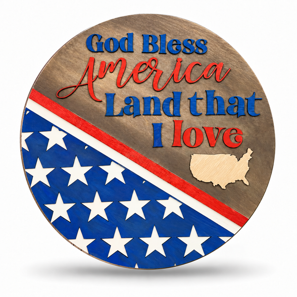 Land That I Love Craft Kit by ChicaTiza — round wooden design on a white background with a soft shadow