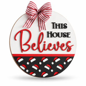 This House Believes Craft Kit by ChicaTiza — round wooden design on a white background with a soft shadow