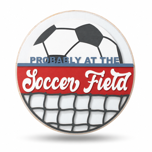 Probably at the Soccer Field Craft Kit by ChicaTiza — round wooden design on a white background with a soft shadow