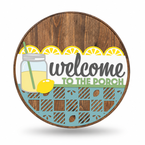 Welcome to the Porch Craft Kit by ChicaTiza — round wooden design on a white background with a soft shadow