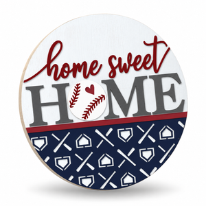 Home Sweet Home Baseball Craft Kit by ChicaTiza — round wooden design on a white background with a soft shadow