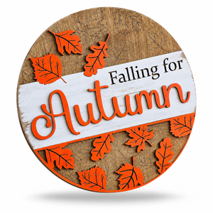 Falling For Autumn Craft Kit by ChicaTiza — round wooden design on a white background with a soft shadow