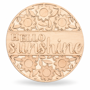 Hello Sunshine Sunflower Craft Kit by ChicaTiza — round wooden design on a white background with a soft shadow