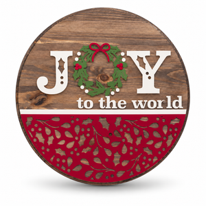 Joy Christmas Craft Kit by ChicaTiza — round wooden design on a white background with a soft shadow