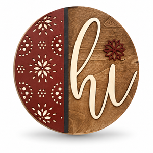 Flower Burst Hi Craft Kit by ChicaTiza — round wooden design on a white background with a soft shadow