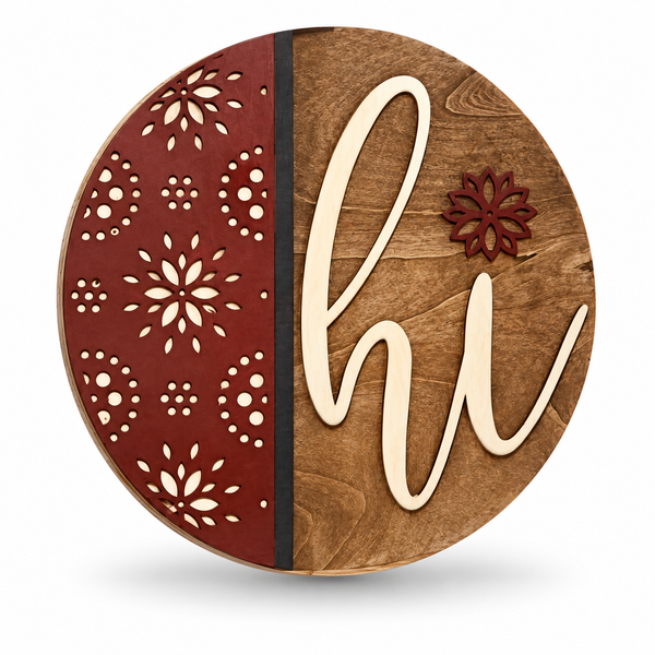 Flower Burst Hi Craft Kit by ChicaTiza — round wooden design on a white background with a soft shadow