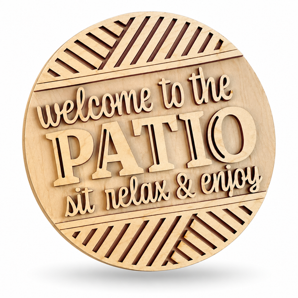 Welcome to the Patio Craft Kit by ChicaTiza — round wooden design on a white background with a soft shadow
