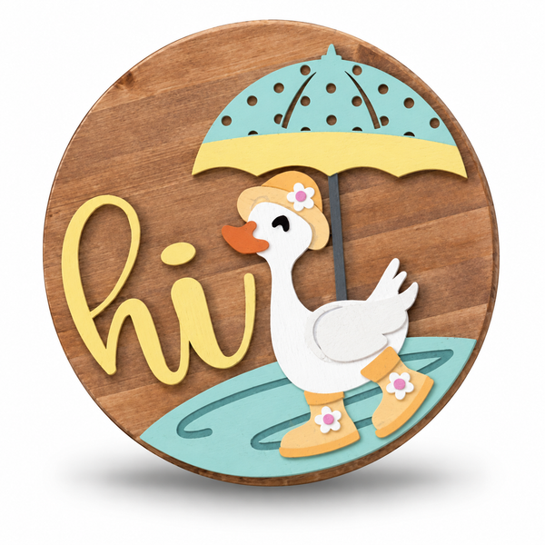 Duck Puddle Hi Craft Kit by ChicaTiza — round wooden design on a white background with a soft shadow
