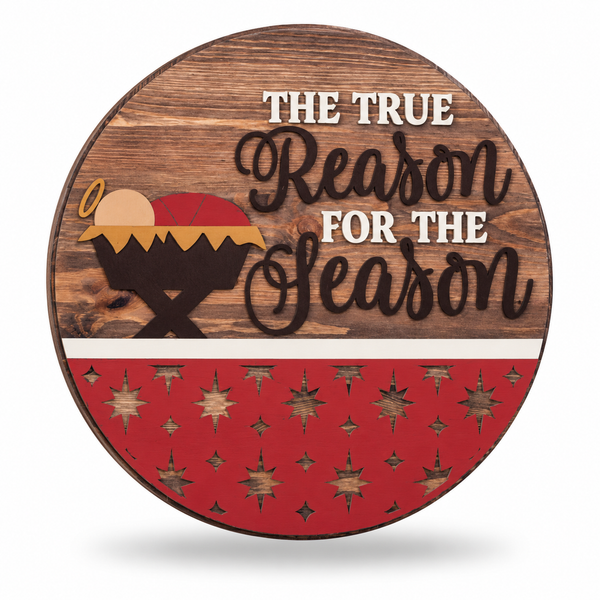 Reason for the Season Craft Kit by ChicaTiza — round wooden design on a white background with a soft shadow