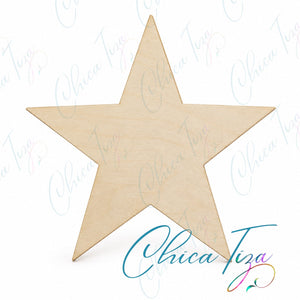 Unfinished five-point star wooden cutout craft blank by ChicaTiza