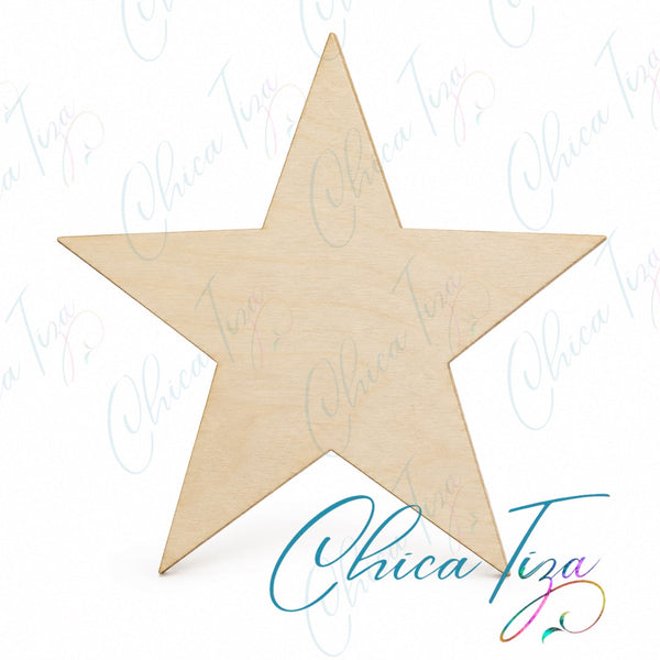 Unfinished five-point star wooden cutout craft blank by ChicaTiza