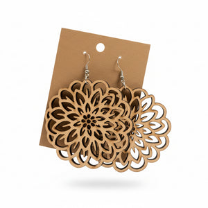 Hand-painted Dahlia Earrings by Wisp & Fern — detail view