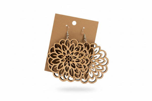 Hand-painted Dahlia Earrings by Wisp & Fern — detail view