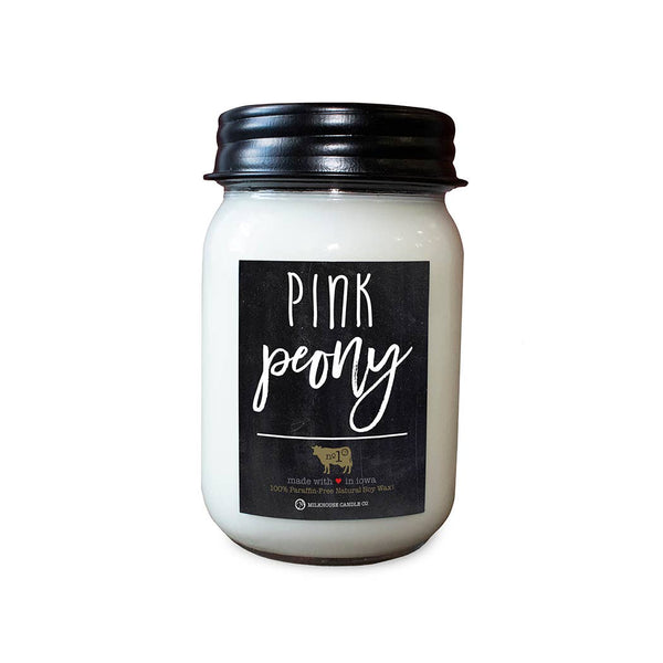 Milkhouse Candle Company - 13 oz Mason Jar Candle: Pink Peony