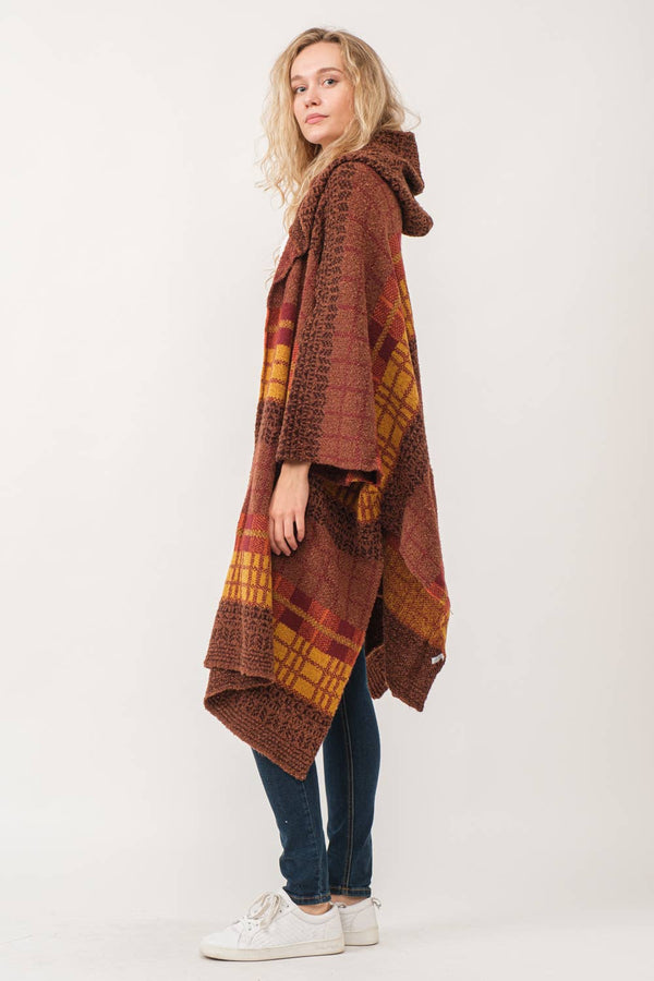 Raj - Hailey Hooded Ruana: Sienna Brown