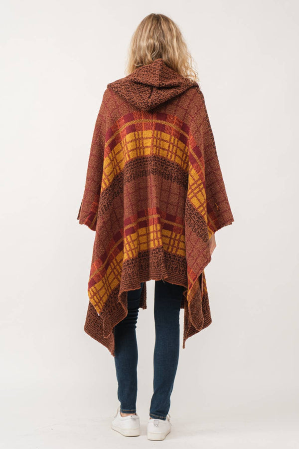 Raj - Hailey Hooded Ruana: Sienna Brown