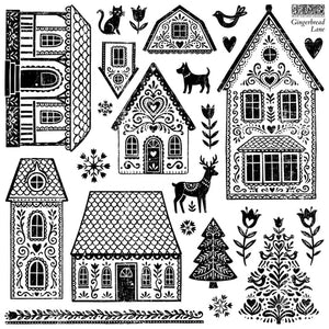 Gingerbread Lane 12x12 IOD Stamp with Masks