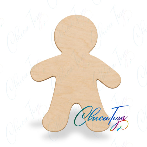 Unfinished maple gingerbread man wood cutout craft blank by ChicaTiza