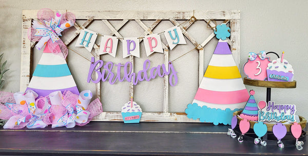 Birthday  Wood Tiered Tray - ChicaTiza Paint Kit