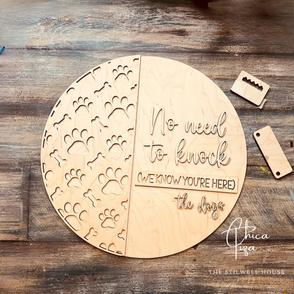 Dog's Sign  - Round  Wood Door Sign | Hanger | ChicaTiza