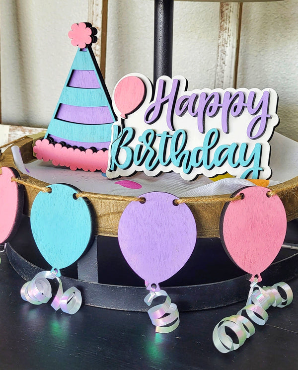 Birthday  Wood Tiered Tray - ChicaTiza Paint Kit