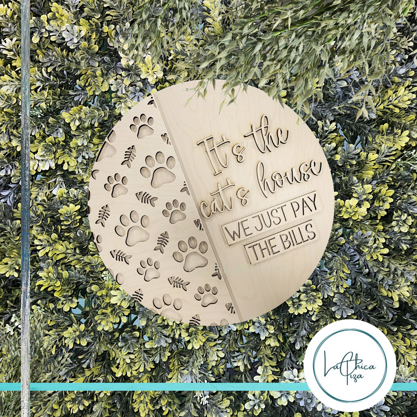 The Cat's Door Hanger -  - Round  Wood Door Sign | Hanger | ChicaTiza