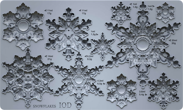 Snowflakes 6 × 10-inch IOD Encore mould