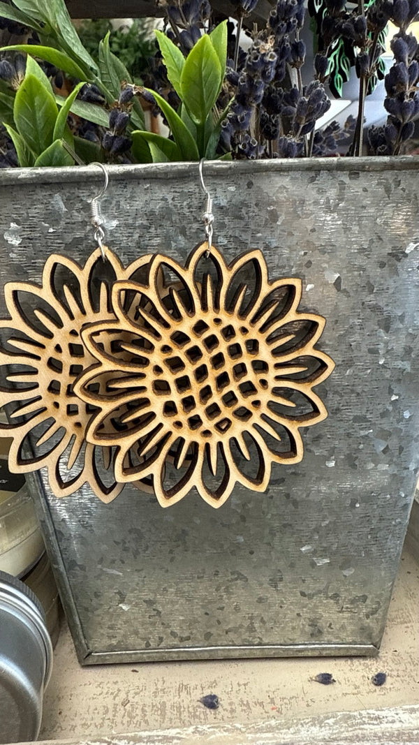 Hand-painted Sunflower Earrings by Wisp & Fern