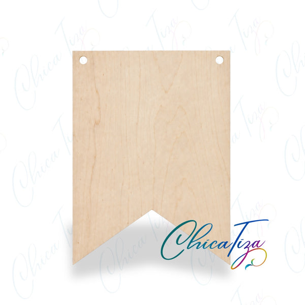 Unfinished maple two-point pennant wood cutout craft blank by ChicaTiza