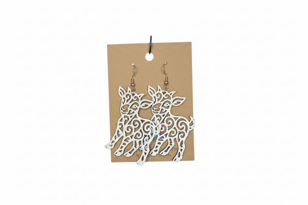 White Filigree Goat Earrings — Wisp & Fern by ChicaTiza