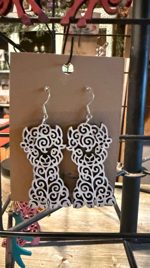 White Llama Filigree Earrings — Wisp & Fern by ChicaTiza
