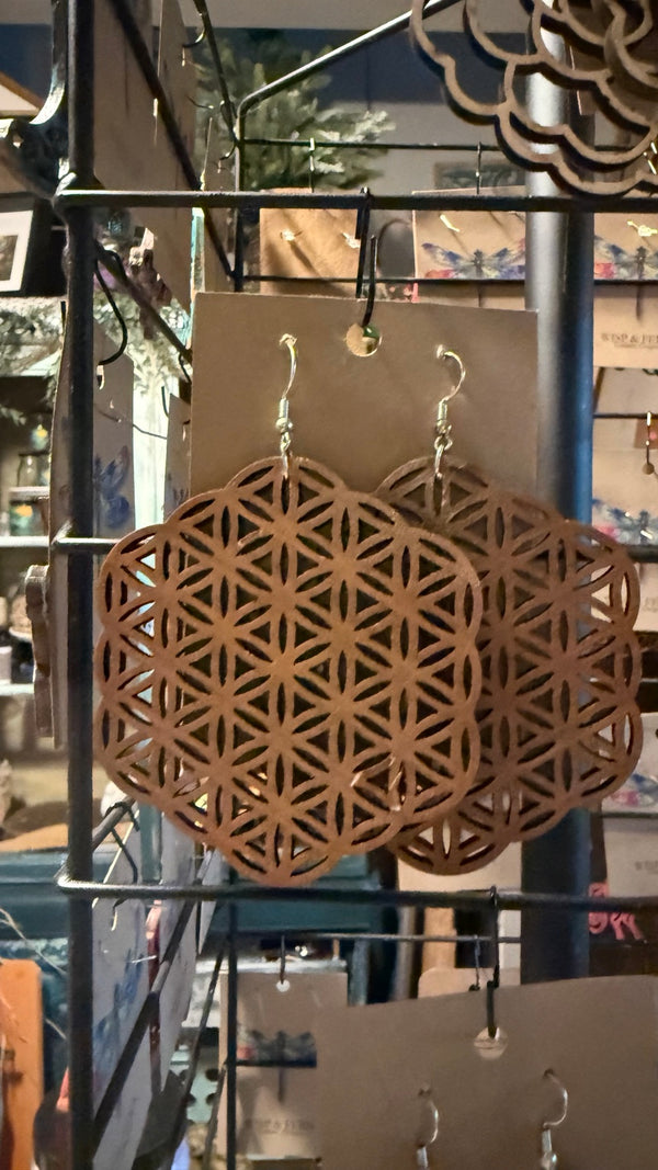 Blooming Flower of Life Earrings (3-inch) — original photograph
