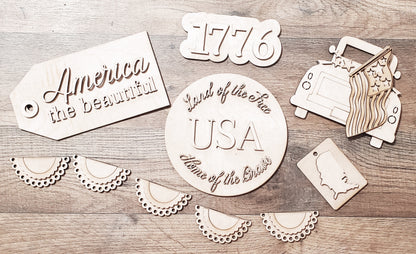 Patriotic Wood Tiered Tray kit  | Chica Tiza