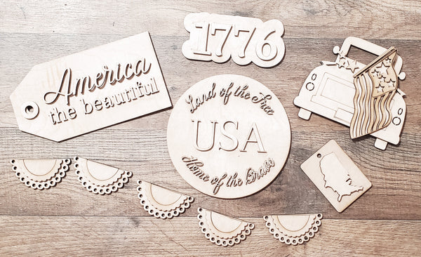 Patriotic Wood Tiered Tray kit  | Chica Tiza